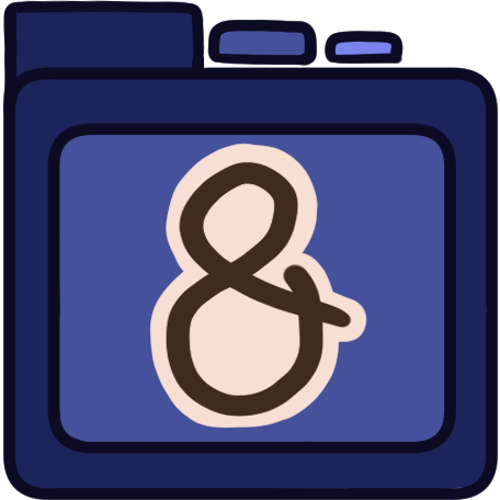A blue file folder with an ampersand on it.